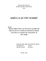 hoàn thiện công tác kế toán tập hợp chi phí sản xuất và tính giá thành sản phẩm xây lắp tại công ty cổ phần du lịch quốc tế hữu nghị