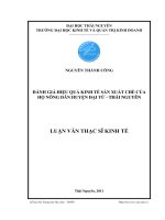 đánh giá hiệu quả kinh tế sản xuất chè của hộ nông dân trên địa bàn huyện đại từ - thái nguyên