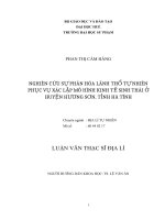 nghiên cứu sự phân hóa lãnh thổ tự nhiên phục vụ xác lập mô hình kinh tế sinh thái ở huyện hương sơn, tỉnh hà tĩnh