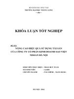 nâng cao hiệu quả sử dụng tài sản của công ty cổ phần kinh doanh sao việt missan hà nội