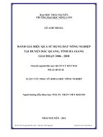 đánh giá hiệu quả sử dụng đất nông nghiệp tại huyện bắc quang, tỉnh hà giang giai đoạn 2006-2010