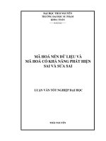 MÃ HOÁ NÉN DỮ LIỆU VÀ  MÃ HOÁ CÓ KHẢ NĂNG PHÁT HIỆN  SAI VÀ SỬA SAI