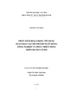 Phân tích hoạt động tín dụng ngắn hạn tại chi nhánh ngân hàng nông nghiệp và phát triển nông thôn huyện cờ đỏ