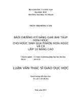 bồi dưỡng kỹ năng giải bài tập hoá học cho học sinh qua phần hóa học vô cơ lớp 10 nâng cao