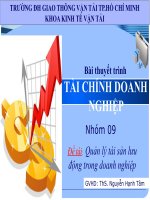 quản lý tài sản lưu động trong doanh nghiệp