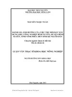 đánh giá ảnh hưởng của việc thu hồi đất xây dựng khu công nghiệp bình xuyên, huyện bình xuyên, tỉnh vĩnh phúc đến sinh kế người dân