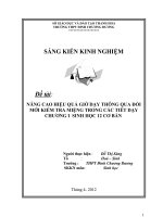nâng cao hiệu quả giờ dạy thông qua đổi mới kiểm tra miệng trong các tiết dạy chương i sinh học 12 cơ bản