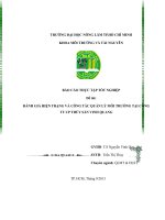 Đề tài đánh giá hiện trạng và công tác quản lý môi trường tại công ty CP thủy sản vinh quang