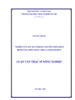 Nghiên cứu nghiên cứu sản xuất kháng nguyên chẩn đoán bệnh cúm a/h5n1 bằng virus a/anhui 05-h5n1