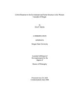 lichen response to the environment and forest structure in the western cascades of oregon