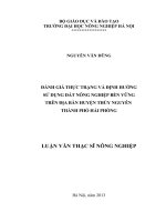 đánh giá thực trạng và định hướng sử dụng đất nông nghiệp bền vững trên địa bàn huyện thủy nguyên thành phố hải phòng