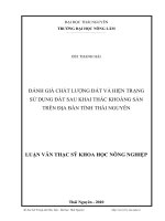 đánh giá chất lượng đất và hiện trạng sử dụng đất sau khai thác khoáng sản trên địa bàn tỉnh thái nguyên