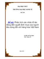 Đề tài phân tích các nhân tố tác động đến quyết định mua của người tiêu dùng đối với hàng hóa việt nam