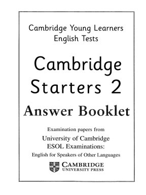 starters 2 answer booklet