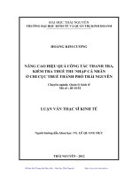 Nâng cao hiệu quả công tác thanh tra, kiểm tra thuế thu nhập cá nhân ở Chi cục thuế thành phố Thái Nguyên