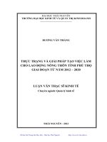 Thực trạng và giải pháp tạo việc làm cho lao động nông thôn tỉnh Phú Thọ giai đoạn từ năm 2012 đến 2020