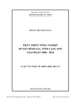 Phát triển nông nghiệp huyện Bình Gia, Tỉnh Lạng Sơn giai đoạn 2000 đến 2010