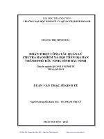 Hoàn thiện công tác quản lý chi trả bảo hiểm xã hội trên địa bàn thành phố Bắc Ninh, tỉnh Bắc Ninh
