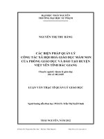 Các biện pháp quản lý công tác xã hội hóa Giáo dục mầm non của phòng Giáo dục và đào tạo huyện Việt Yên tỉnh Bắc Giang