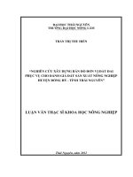 Nghiên cứu xây dựng bản đồ đơn vị đất đai phục vụ cho đánh giá đất sản xuất nông nghiệp huyện Đồng Hỷ, tỉnh Thái Nguyên