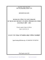 Đánh giá công tác quy hoạch sử dụng đất huyện Vân Đồn, tỉnh Quảng Ninh giai đoạn 2007 đến 2011