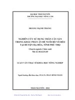 Nghiên cứu sử dụng thân cây sắn trong khẩu phần ăn để nuôi bò vỗ béo tại huyện Hạ Hòa, tỉnh Phú Thọ