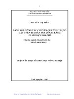 Đánh giá công tác chuyển quyền sử dụng đất trên địa bàn huyện Chi Lăng giai đoạn 2006 đến 2010