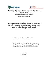 Hoàn thiện hệ thống quản lý các dự án đầu tư xây dựng trong trong các đơn vị trực thuộc nhà nước