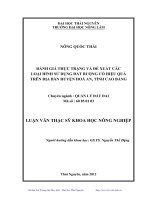 Đánh giá thực trạng và đề xuất các loại hình sử dụng đất ruộng có hiệu quả trên địa bàn huyện Hòa An, tỉnh Cao Bằng