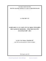Nghèo đói và các nhân tố tác động tới nghèo đói tại huyện Định Hóa, tỉnh Thái Nguyên giai đoạn 2007 đến 2011