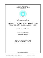Nghiên cứu biến động dân số tỉnh Thái Nguyên giai đoạn 1999 đến 2009