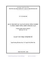 Quản trị nhân sự tại Ngân hàng Nông nghiệp và Phát triển Nông thôn tỉnh Bắc Kạn