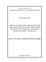 Nghiên cứu giải pháp ứng dụng khoa học, công nghệ nhằm chuyển dịch cơ cấu kinh tế nông nghiệp theo hướng công nghiệp hóa, hiện đại hóa ở huyện Bạch Thông, tỉnh Bắc Kạn
