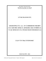 Ảnh hưởng của 2,4 D và Hormone FSH đến các chỉ tiêu sinh lý, sinh hóa máu ở phôi gà và sự sinh sản của tế bào mầm tinh hoàn gà
