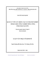 Quản lý vốn lưu động tại các doanh nghiệp thuộc khu công nghiệp Sông Công tỉnh Thái Nguyên