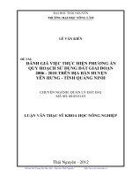 Đánh giá việc thực hiện phương án quy hoạch sử dụng đất giai đoạn 2006 đến 2010 trên địa bàn huyện Yên Hưng, tỉnh Quảng Ninh