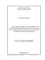 Tuyển chọn, tách dòng và xác định trình tự gen cry1c mã hóa Protein tinh thể diệt côn trùng bộ cánh vảy từ vi khuẩn Bacillus thuringiensis subsp. aizawai phân lập từ một số mẫu đất tỉnh Thái Nguyên