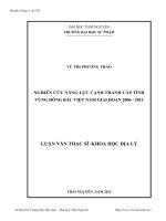 Nghiên cứu năng lực cạnh tranh cấp tỉnh vùng Đông Bắc Việt Nam giai đoạnh 2006 đến 2011