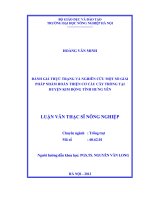 Đánh giá thực trạng và nghiên cứu một số giải pháp nhằm hoàn thiện cơ cấu cây trồng tại huyện kim động tỉnh hưng yên