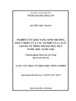 Nghiên cứu khả năng sinh trưởng, phát triển của các tổ hợp lúa lai F1 tạo ra từ dòng mẹ bất dục đực TGMS 103S, TGMS 135S