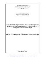 Nghiên cứu một số biện pháp kỹ thuật sản xuất dong riềng bền vững tại xã Kim Lư, huyện Na Rì tỉnh Bắc Kạn