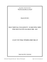 Phát triển hạ tầng kinh tế, xã hội nông thôn tỉnh Thái Nguyên giai đoạn 2001 đến 2011