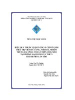 Hiệu quả thuốc cequin 250 và cefotaxim điều trị viêm tử cung, viêm da, nhiễm trùng sau phẫu thuật trên chó, mèo tại phòng mạch chi cục thú y thành phố cần thơ
