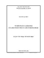 Về đối ngẫu Lagrange của bài toán tối ưu lồi có ràng buộc