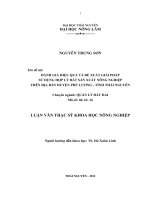 Đánh giá hiệu quả và đề xuất giải pháp sử dụng hợp lý đất sản xuất nông nghiệp trên địa bàn huyện Phú Lương, tỉnh Thái Nguyên