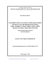 Giải pháp nâng cao chất lượng hoạt động tín dụng tại chi nhánh Ngân hàng Nông nghiệp và Phát triển Nông thôn huyện Võ Nhai, tỉnh Thái Nguyên