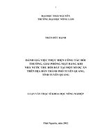 Đánh giá việc thực hiện công tác bồi thường, giải phóng mặt bằng khi nhà nước thu hồi đất tại một số dự án trên địa bàn thành phố Tuyên Quang, tỉnh Tuyên Quang