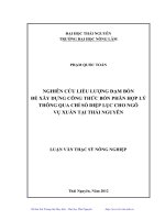 Nghiên cứu liều lượng đạm bón để xây dựng công thức bón phân hợp lý thông qua chỉ số diệp lục cho ngô vụ xuân tại Thái Nguyên