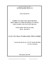 Nghiên cứu khả năng sinh trưởng, phát triển của một số giống lúa thuần chất lượng cao tại Tuyên Quang
