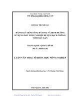 Đánh giá tiềm năng đất đai và định hướng sử dụng đất nông nghiệp huyện Bạch Thông, tỉnh Bắc Kạn